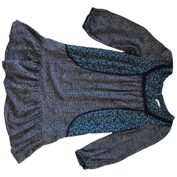 Anthropologie Holding Horses Boho Short Blue Floral Geo Print Pockets Dress Sz 0 - Picture 9 of 14